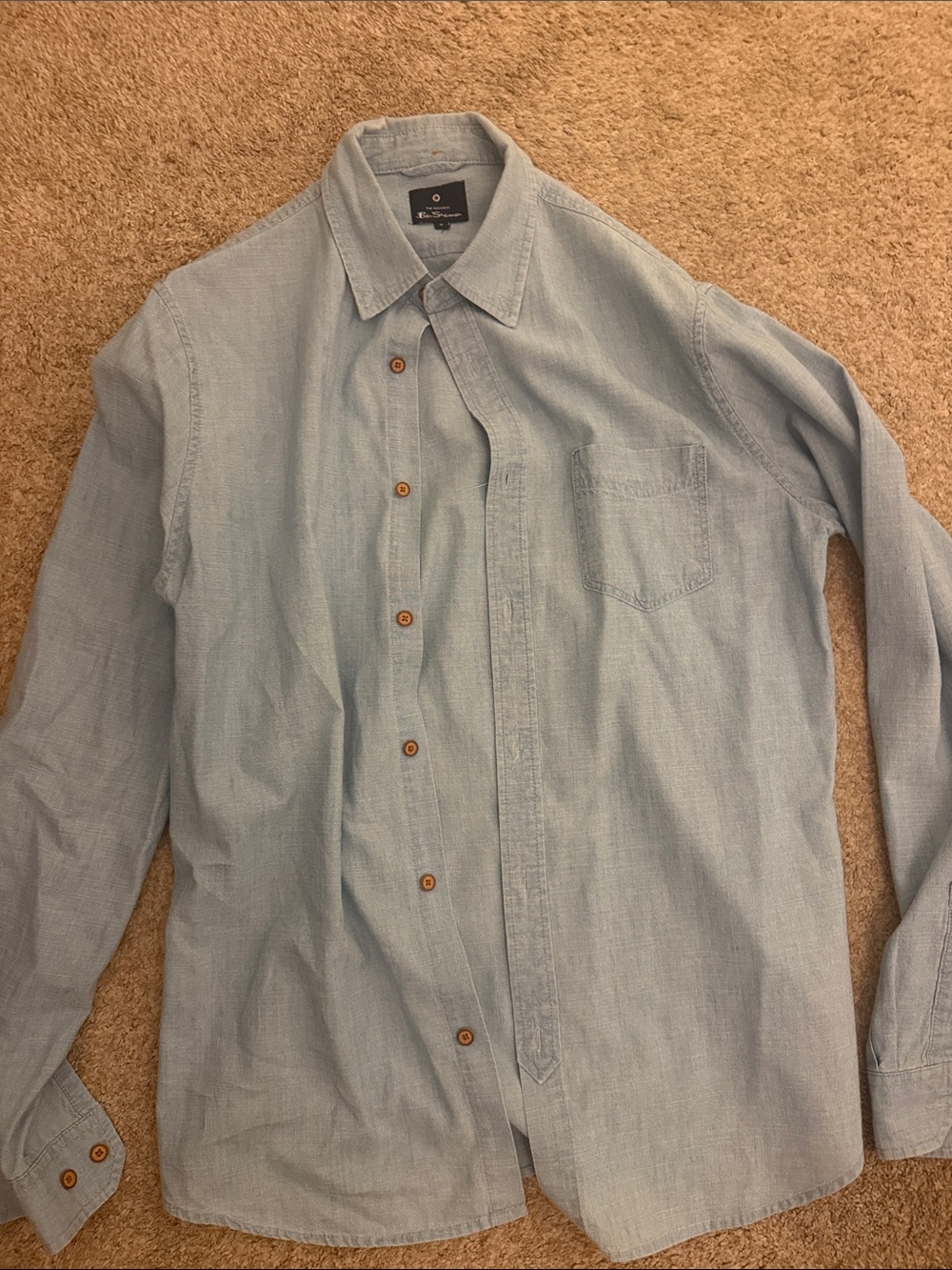 Ben Sherman Light Blue Casual Long-Sleeve Button-Down Shirt
